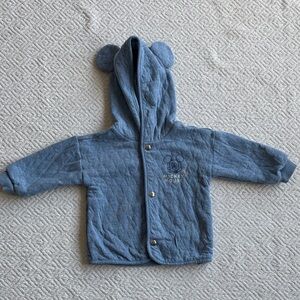 Vintage Disney Mickey Mouse Quilted Blue Hoodie 24M